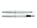 Parure stylo à bille + plume alliance bleu satiné