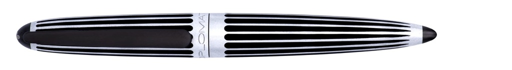 Coffret Cadeau Stylo Plume Aero Stripes - Aluminium & Noir - 1 Stylo Plume + 1 flacon d’Encre Noire + 1 Étui en Cuir