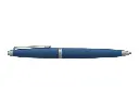 Parure stylo à bille + plume alliance bleu satiné